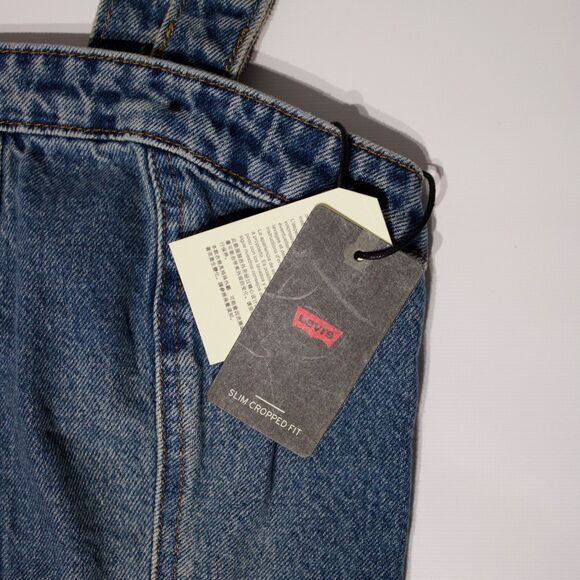 NWT $69.50 Levi's Denim Sculpted Bustier Tank Top Zipper Elastic Back Women Sz L - Picture 9 of 13